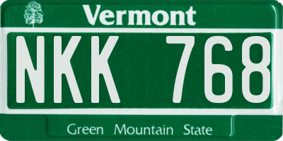 VT license plate NKK768