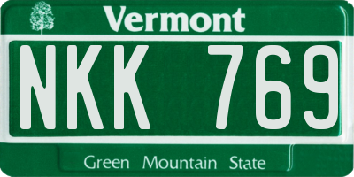 VT license plate NKK769