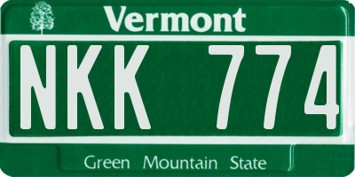 VT license plate NKK774