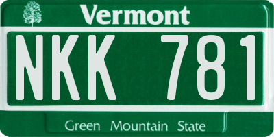 VT license plate NKK781