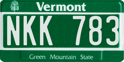 VT license plate NKK783