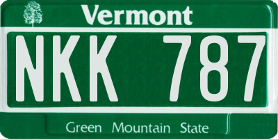 VT license plate NKK787