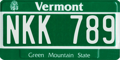 VT license plate NKK789