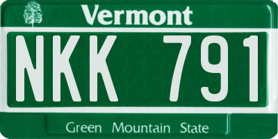 VT license plate NKK791
