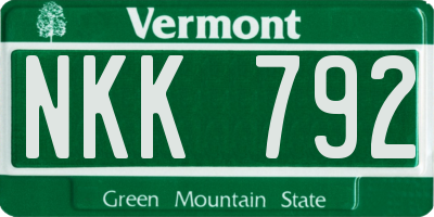 VT license plate NKK792