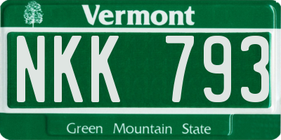 VT license plate NKK793