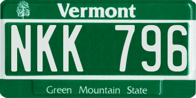 VT license plate NKK796