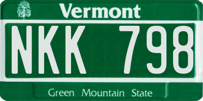 VT license plate NKK798