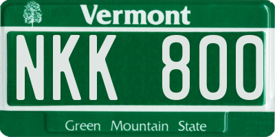 VT license plate NKK800