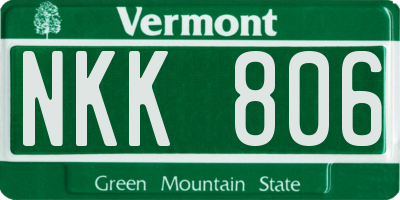 VT license plate NKK806