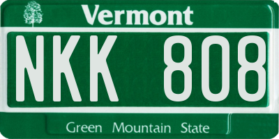 VT license plate NKK808