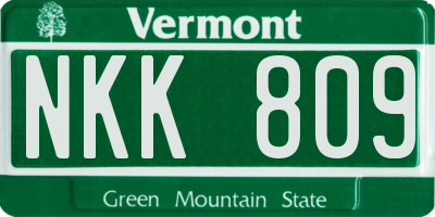 VT license plate NKK809