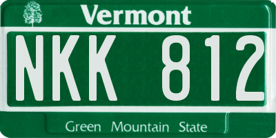 VT license plate NKK812