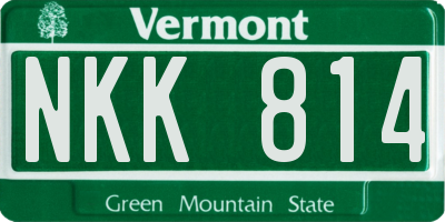 VT license plate NKK814