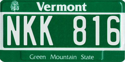 VT license plate NKK816