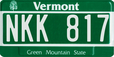VT license plate NKK817