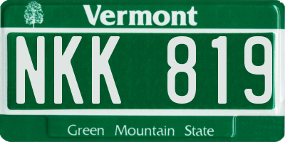VT license plate NKK819