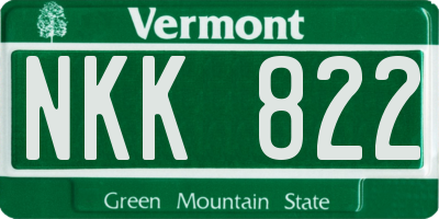 VT license plate NKK822