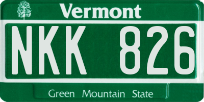 VT license plate NKK826