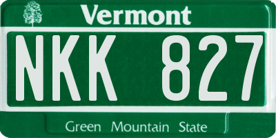 VT license plate NKK827