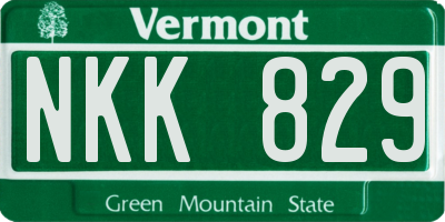 VT license plate NKK829