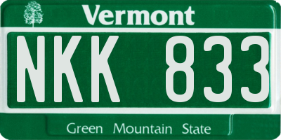 VT license plate NKK833