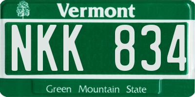 VT license plate NKK834