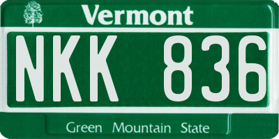 VT license plate NKK836