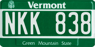 VT license plate NKK838