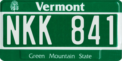 VT license plate NKK841