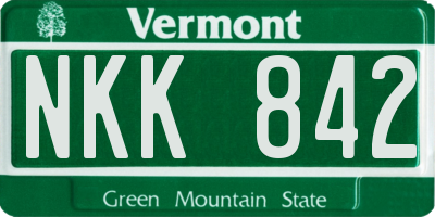 VT license plate NKK842