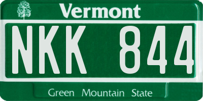 VT license plate NKK844
