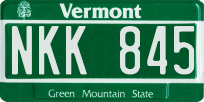 VT license plate NKK845