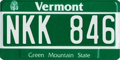 VT license plate NKK846