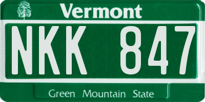 VT license plate NKK847