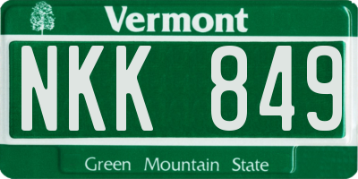 VT license plate NKK849