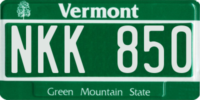 VT license plate NKK850