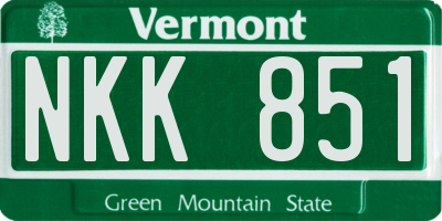 VT license plate NKK851