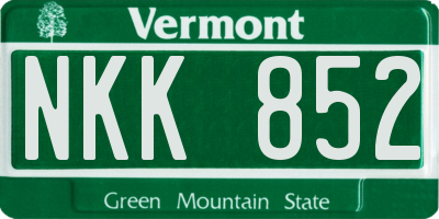 VT license plate NKK852