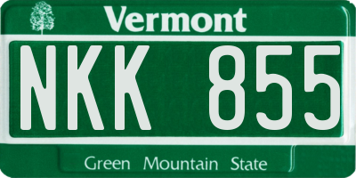 VT license plate NKK855