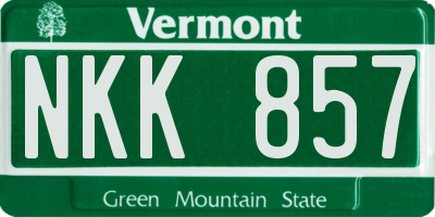 VT license plate NKK857
