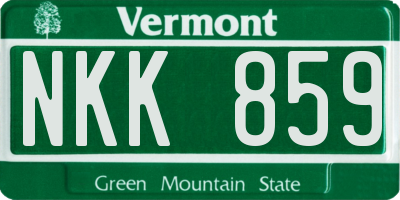 VT license plate NKK859