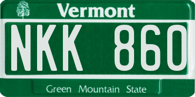 VT license plate NKK860