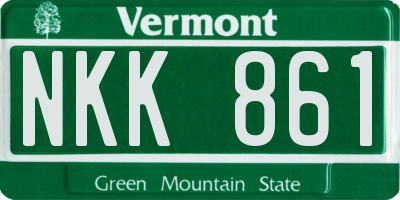 VT license plate NKK861