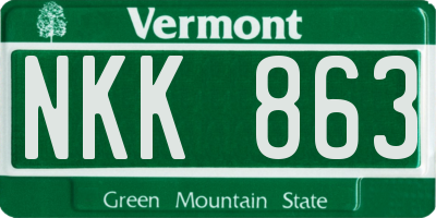 VT license plate NKK863