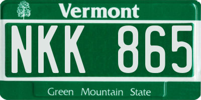 VT license plate NKK865