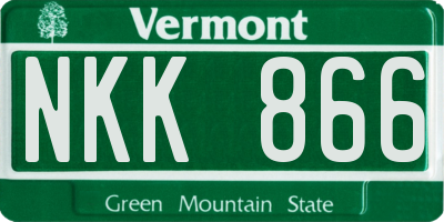 VT license plate NKK866