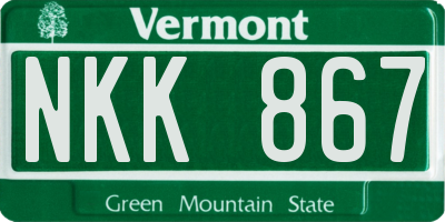 VT license plate NKK867