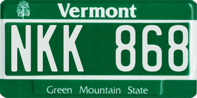 VT license plate NKK868