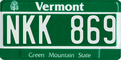 VT license plate NKK869